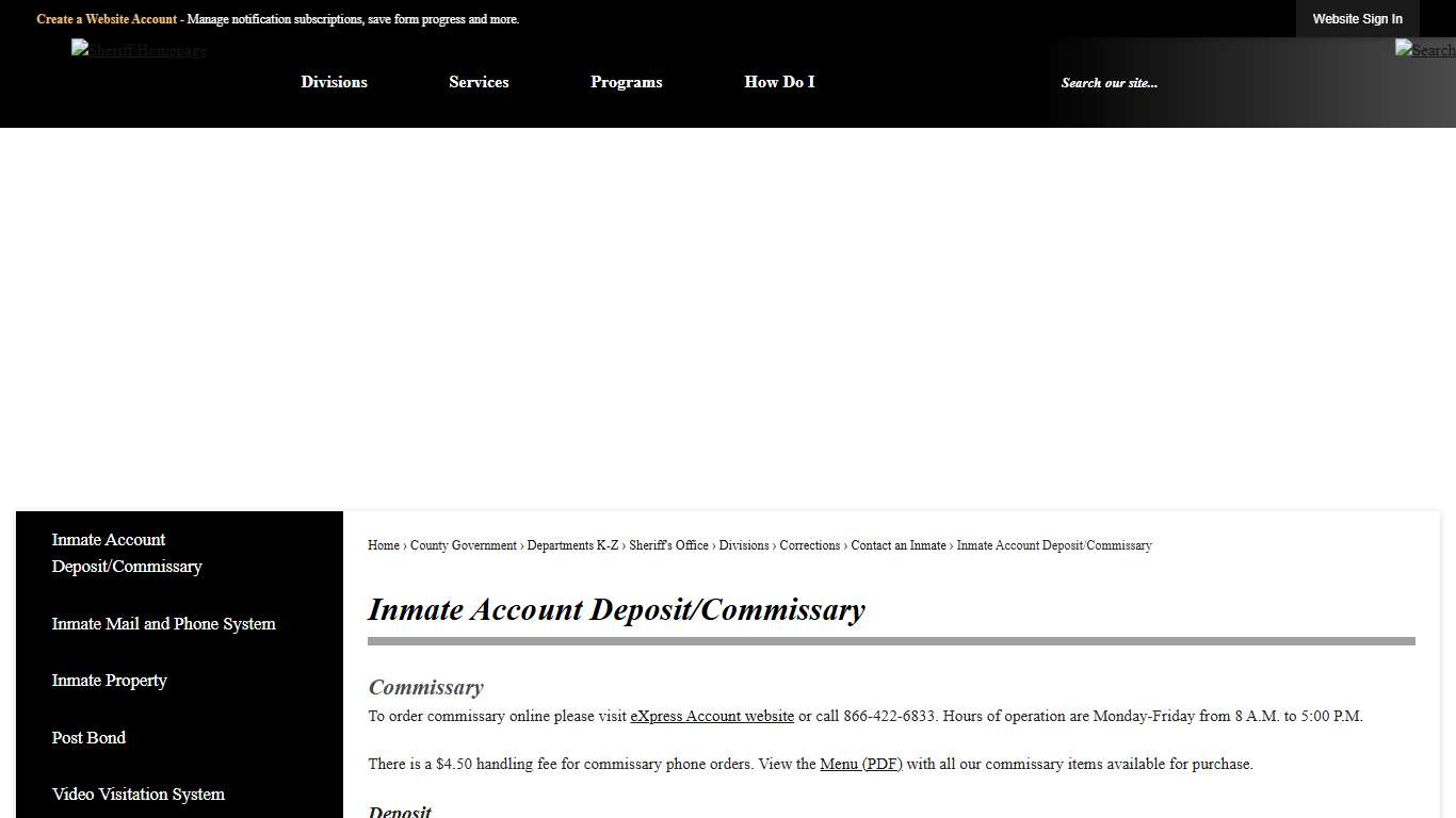 Inmate Account Deposit/Commissary | Muskegon County, MI