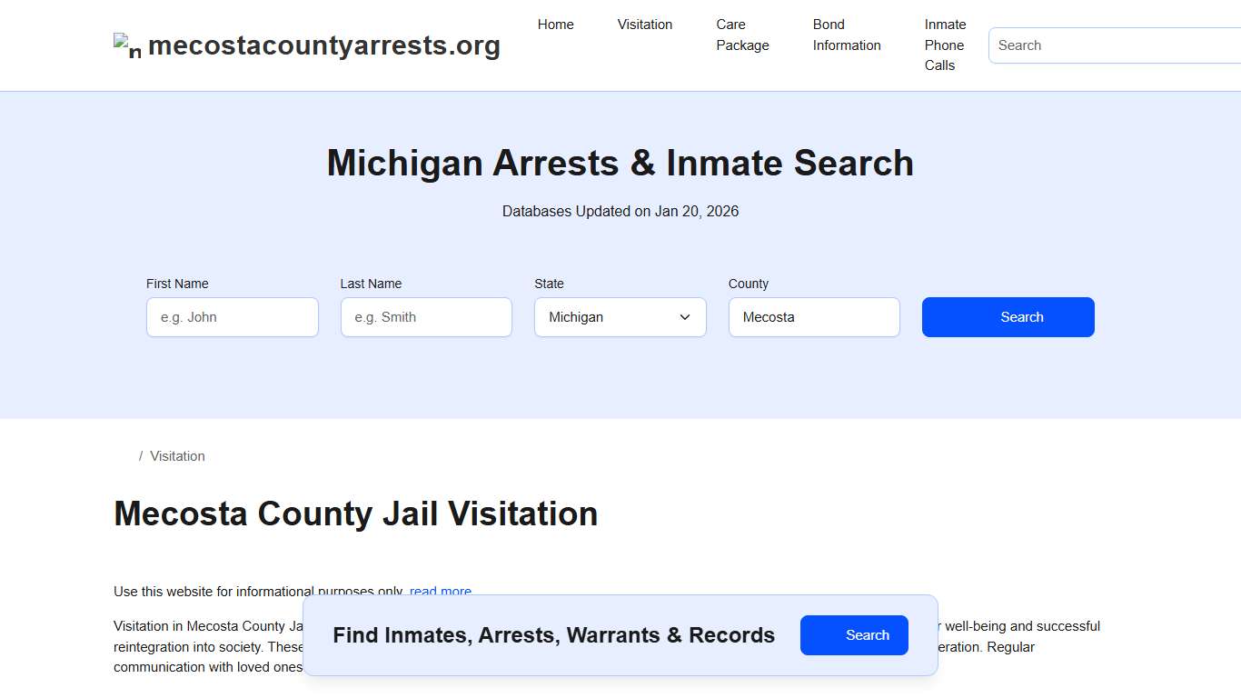Inmate Visitation - Mecosta County, MI